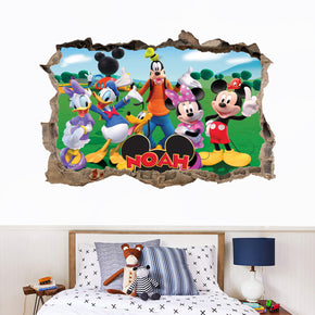 Mickey Mouse & Friends Personalized 3D Smashed Bricks Decal Wall Sticker WP270