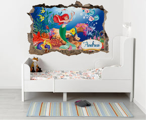 The Little Mermaid Disney Princess Personnalisé 3D Smashed Decal Wall Sticker WP271