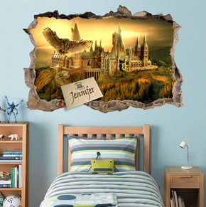 Harry Potter Hogwarts Castle Personalized 3D Smashed Bricks Decal Wall Sticker WP282
